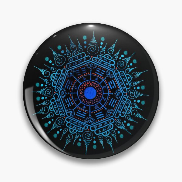 Item preview, Blue of black of 8 directions 8 faces of Round Traditional Thai tattoo designs -sak yant designed and sold by Bspaces.