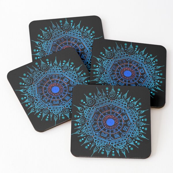 Item preview, Blue of black of 8 directions 8 faces of Round Traditional Thai tattoo designs -sak yant designed and sold by Bspaces.
