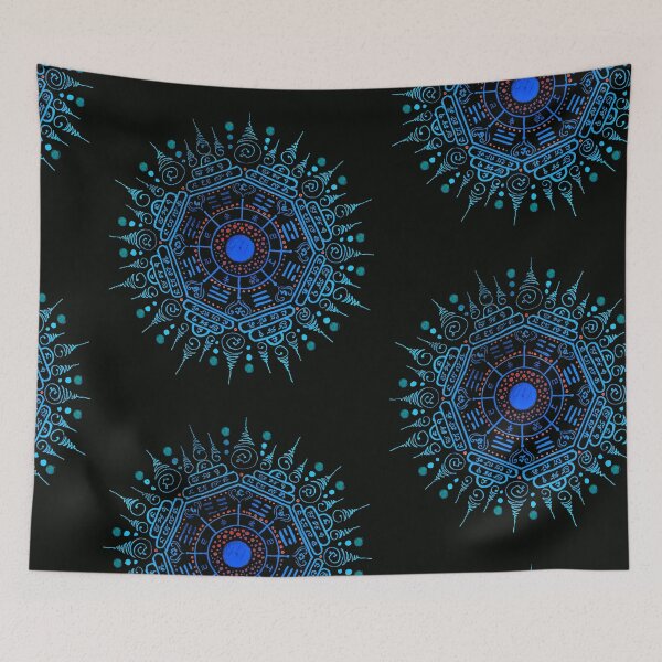 Item preview, Blue of black of 8 directions 8 faces of Round Traditional Thai tattoo designs -sak yant designed and sold by Bspaces.