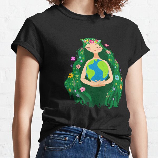 Beautiful Flowing Flower Earth Mother Figure  Classic T-Shirt