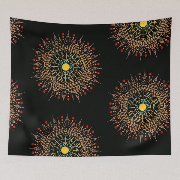 Item preview, gradient color of 8 directions 8 faces of Round Traditional Thai tattoo designs -sak yant designed and sold by Bspaces.