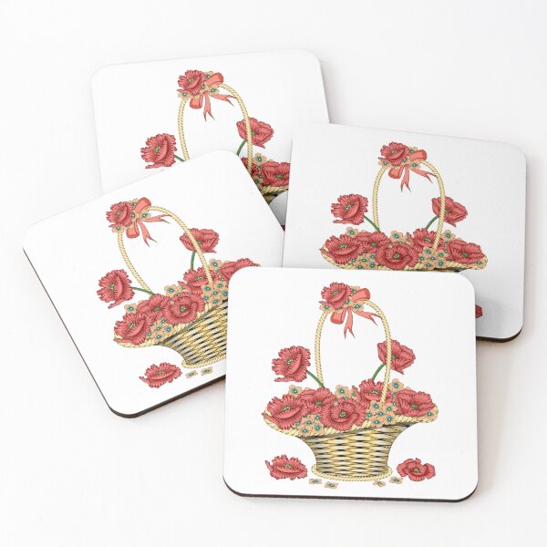 Item preview, Floral Basket - Poppy Flowers designed and sold by Ayesha Saleem.