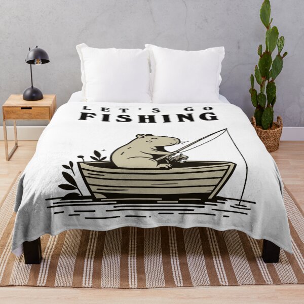 Item preview, Capybara Fishing Lets Go designed and sold by CosyTeal.