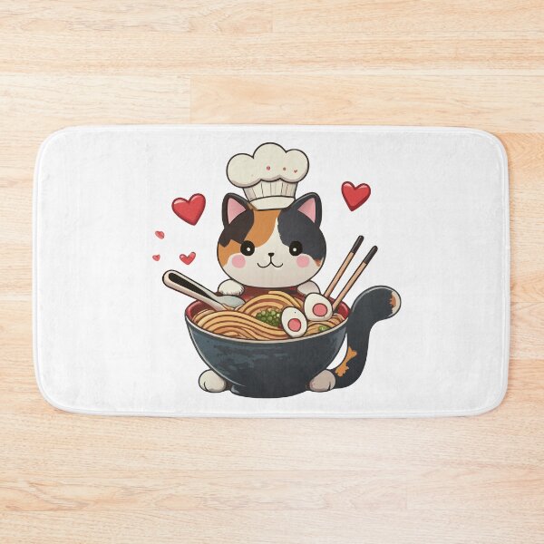 Item preview, Cute Cat Eating Ramen designed and sold by Designowner.