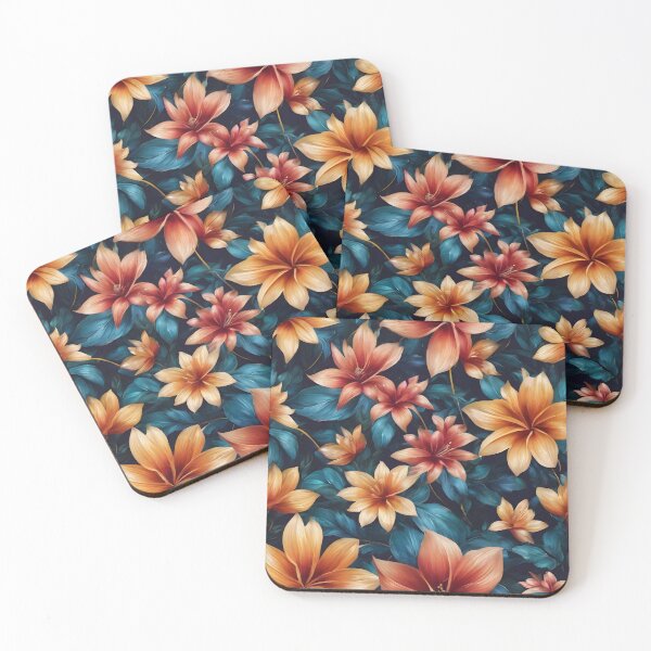 Item preview, Blue & Orange Flowers designed and sold by Dunc Ebedes.