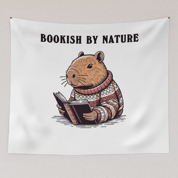 Item preview, Capybara In Cozy Sweater And A Book Bookish By Nature designed and sold by CosyTeal.