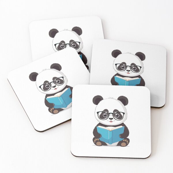 Item preview, Nerd panda in glasses is reading a book. designed and sold by twisted-dot.
