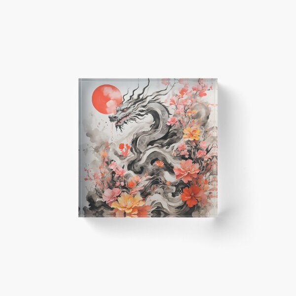Aperçu de l'œuvre Art mythique chinois d’encre de dragon créée et vendue par ArtzFlare.