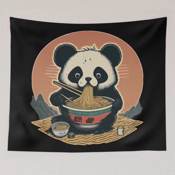 Item preview, kawaii Panda Eating Ramen designed and sold by Designowner.