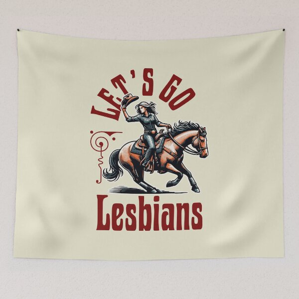 Item preview, Let's Go Lesbians Vintage Retro Style Horse Riding Cowgirl designed and sold by ontrendshirts.