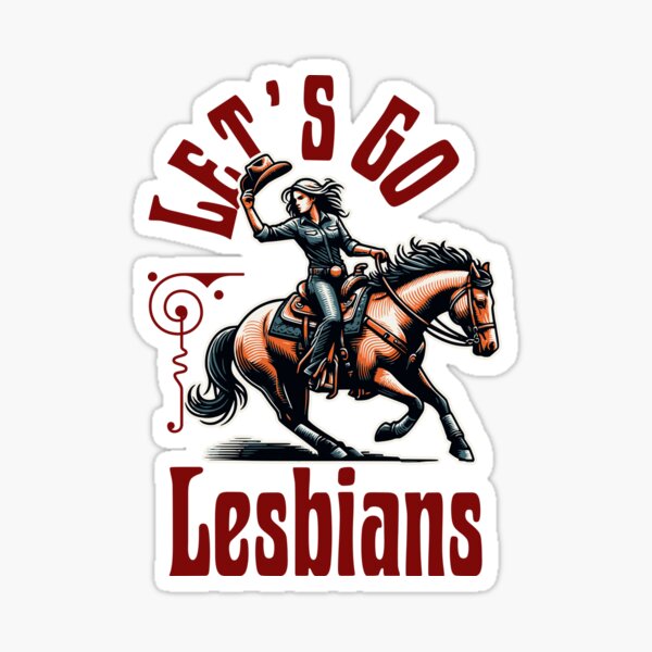 Item preview, Let's Go Lesbians Vintage Retro Style Horse Riding Cowgirl designed and sold by ontrendshirts.