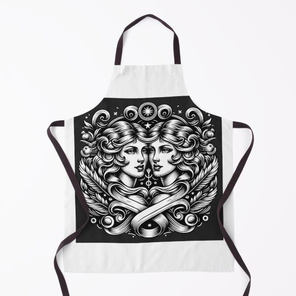 Item preview, Gemini Zodiac sign black and white tattoo designed and sold by ZodiBlend.