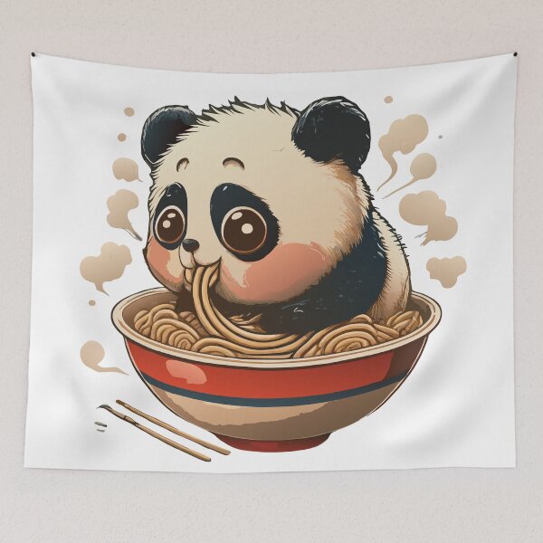 Item preview, kawaii Panda Eating Ramen designed and sold by Designowner.
