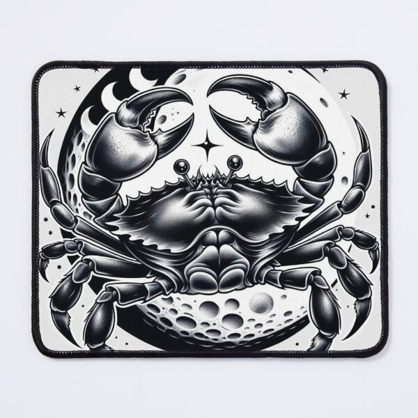 Item preview, Cancer Zodiac sign black and white tattoo designed and sold by ZodiBlend.