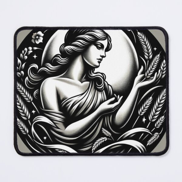 Item preview, Virgo Zodiac sign black and white tattoo designed and sold by ZodiBlend.