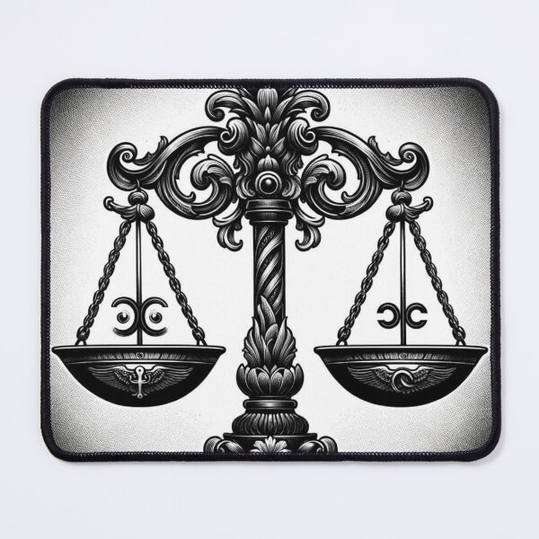 Item preview, Libra Zodiac sign black and white tattoo designed and sold by ZodiBlend.