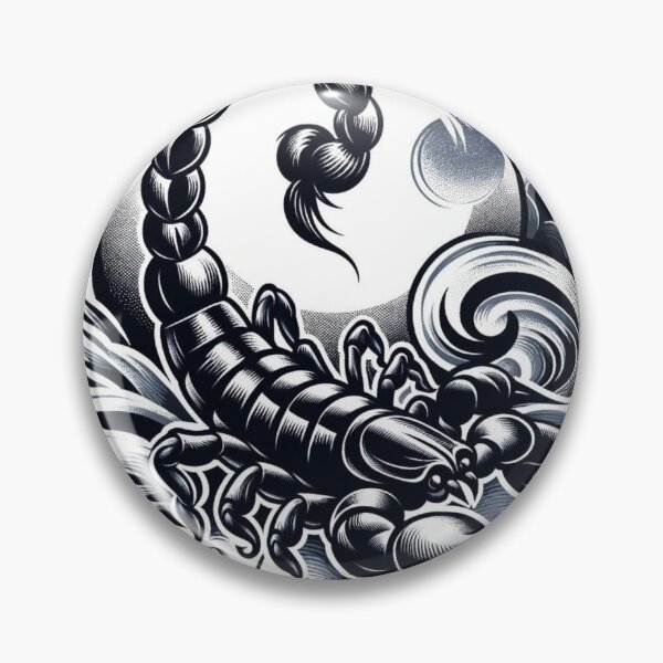 Item preview, Scorpio Zodiac sign black and white tattoo designed and sold by ZodiBlend.