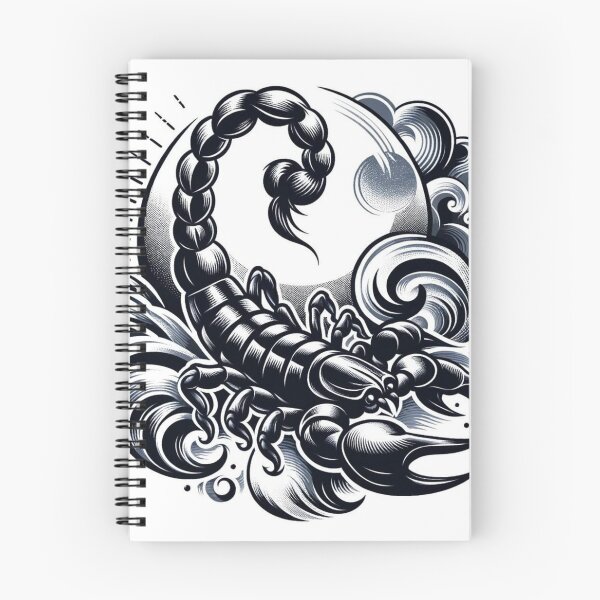 Item preview, Scorpio Zodiac sign black and white tattoo designed and sold by ZodiBlend.