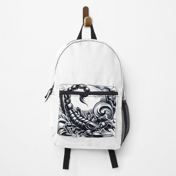 Item preview, Scorpio Zodiac sign black and white tattoo designed and sold by ZodiBlend.