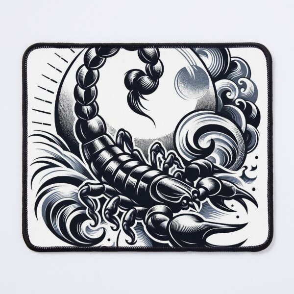 Item preview, Scorpio Zodiac sign black and white tattoo designed and sold by ZodiBlend.