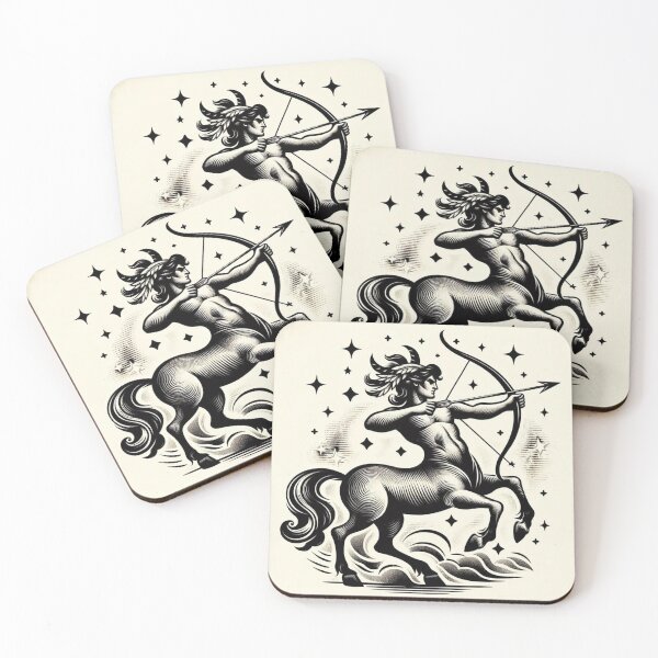 Item preview, Sagittarius Zodiac sign black and white tattoo designed and sold by ZodiBlend.