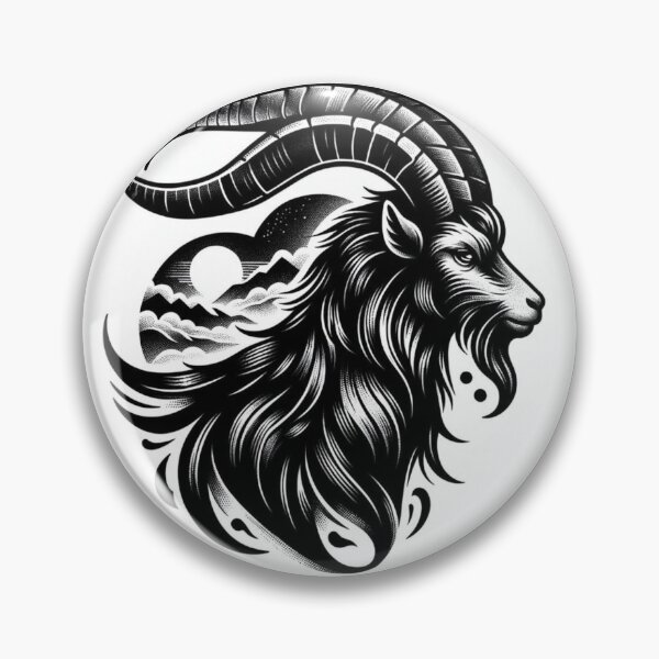 Artikelvorschau, Capricorn Zodiac sign black and white tattoo entworfen und verkauft von ZodiBlend.