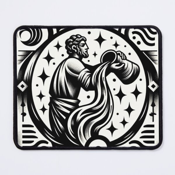 Item preview, Aquarius Zodiac sign black and white tattoo designed and sold by ZodiBlend.