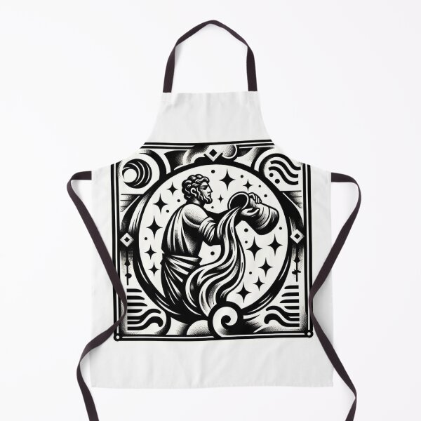 Aperçu de l'œuvre Aquarius Zodiac sign black and white tattoo créée et vendue par ZodiBlend.