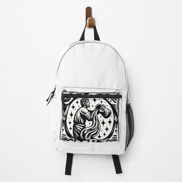 Item preview, Aquarius Zodiac sign black and white tattoo designed and sold by ZodiBlend.
