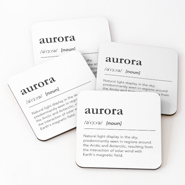 Item preview, Aurora definition, aurora pronunciation, dictionary art, aurora borealis, northern lights, universe, black and white typography designed and sold by lagunaklein.
