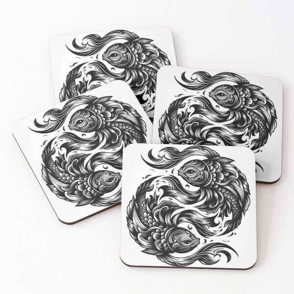 Artikelvorschau, Pisces Zodiac sign black and white tattoo entworfen und verkauft von ZodiBlend.
