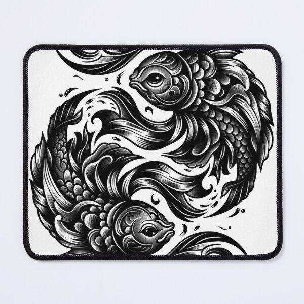 Item preview, Pisces Zodiac sign black and white tattoo designed and sold by ZodiBlend.