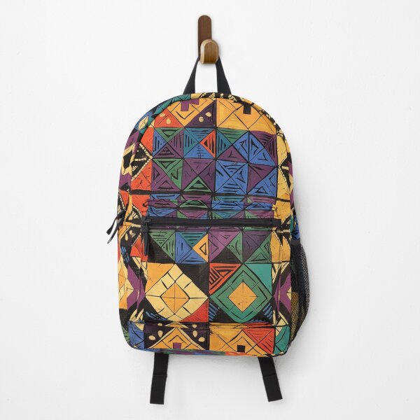 Item preview, African Pattern Multicolor Wood Square Tribal Tile designed and sold by GrinGalore.