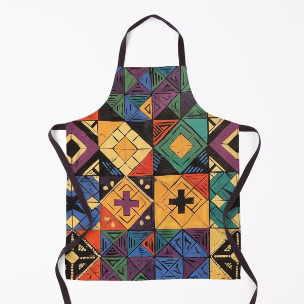 Item preview, African Pattern Multicolor Wood Square Tribal Tile designed and sold by GrinGalore.