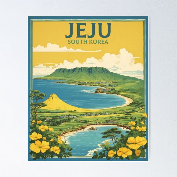 Item preview, Jeju South Korea Tourism Vintage Poster designed and sold by TravelersGems.
