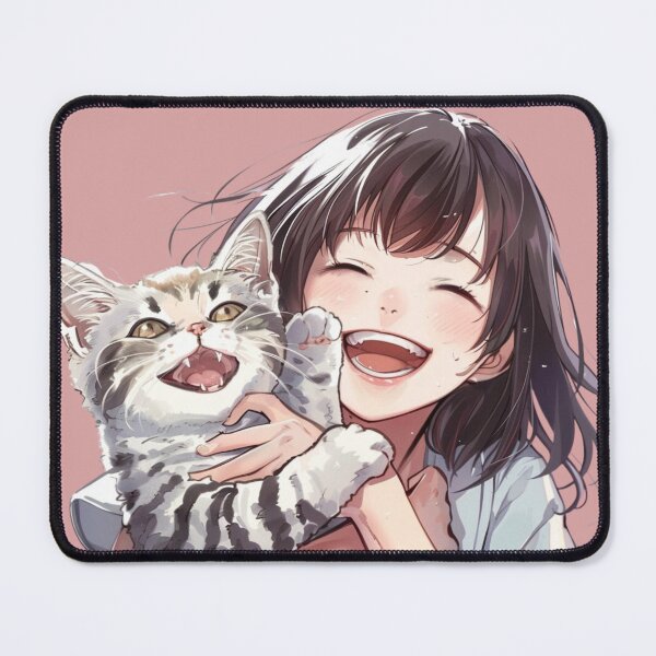Item preview, Anime Happy Cat and Girl designed and sold by flowerpower999.