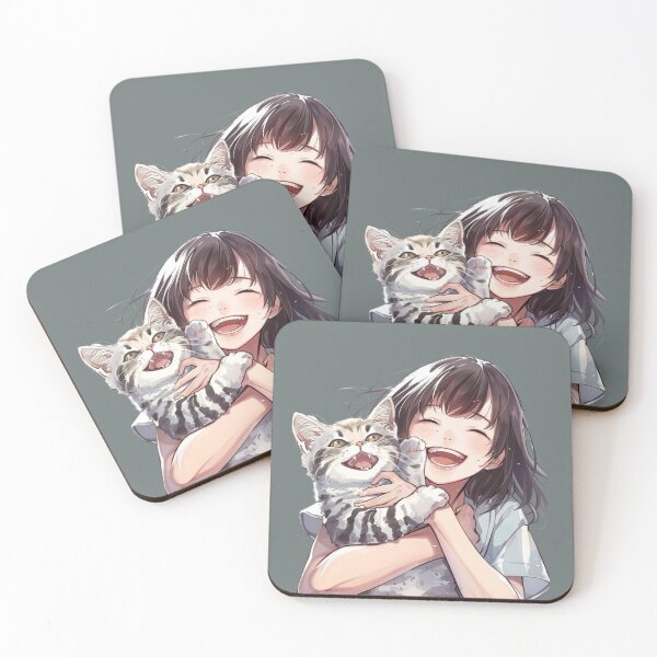 Item preview, Anime Happy Cat and Girl  designed and sold by flowerpower999.