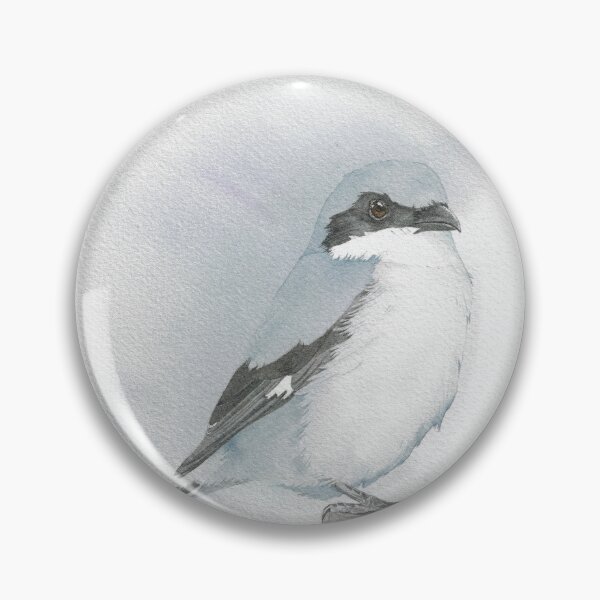 Item preview, Loggerhead shrike bird watercolor portrait designed and sold by L'Atelier Oranjade.