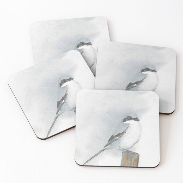 Item preview, Loggerhead shrike bird watercolor portrait designed and sold by L'Atelier Oranjade.
