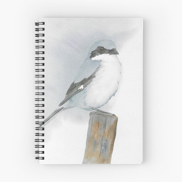 Item preview, Loggerhead shrike bird watercolor portrait designed and sold by L'Atelier Oranjade.