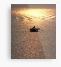 Halong Bay fisherman at dusk, Vietnam Metal Print