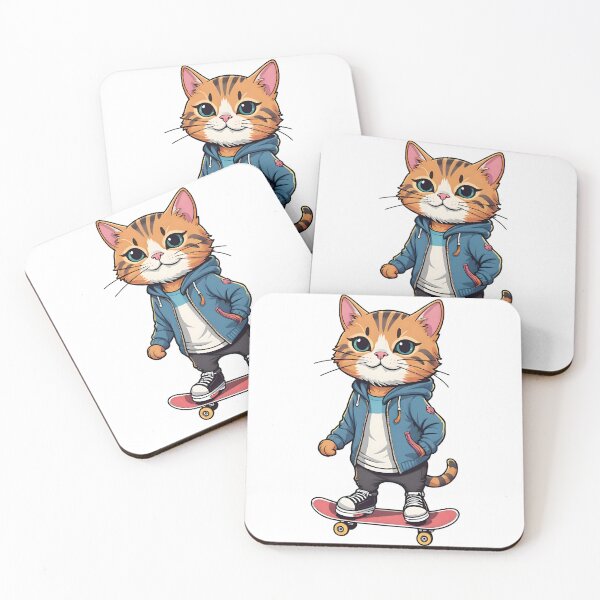 Item preview, Skating Cat in Blue Jacket designed and sold by alacaz.
