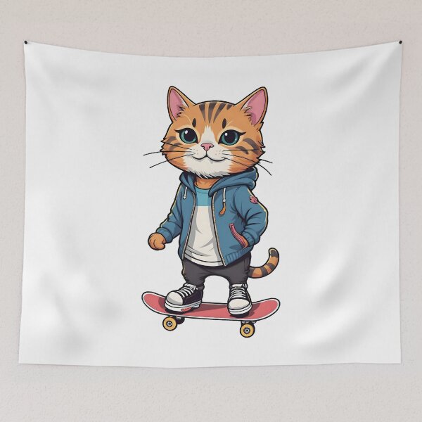Item preview, Skating Cat in Blue Jacket designed and sold by alacaz.