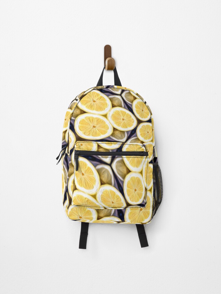 Thumbnail 1 of 3, Backpack, Yellow Lemons Pattern designed and sold by Patternflower.