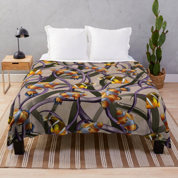 Item preview, Clown fish swimming within seaweed underwater (Beige-brown) designed and sold by Khaled Shaban Ali.