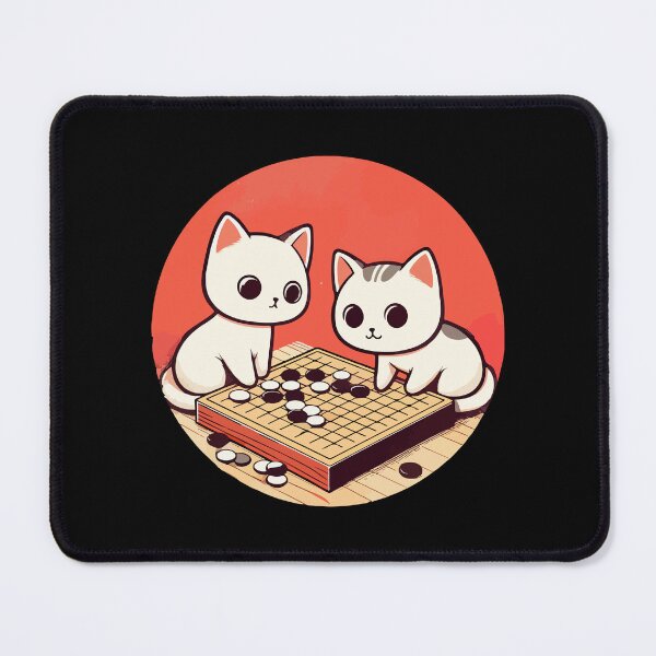 Item preview, Kawaii white cats go board game baduk designed and sold by TomFrontierArt.
