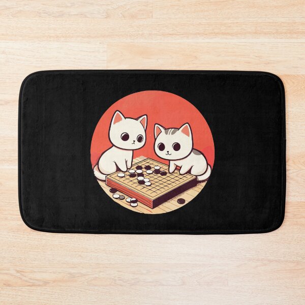 Item preview, Kawaii white cats go board game baduk designed and sold by TomFrontierArt.