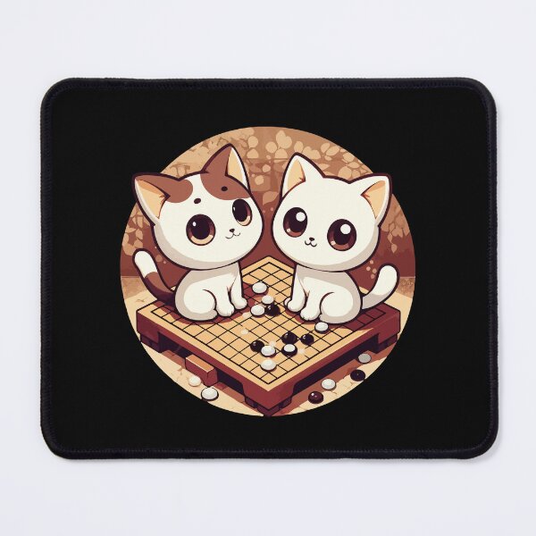 Item preview, Kawaii white cats go board game baduk designed and sold by TomFrontierArt.
