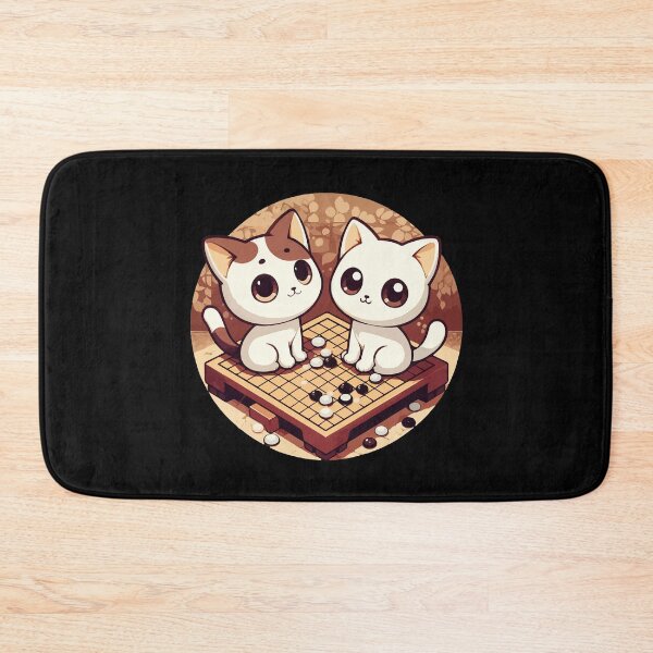 Item preview, Kawaii white cats go board game baduk designed and sold by TomFrontierArt.
