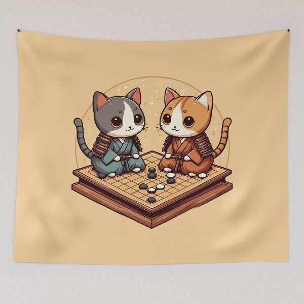 Item preview, Kawaii cat samurais go board game baduk designed and sold by TomFrontierArt.